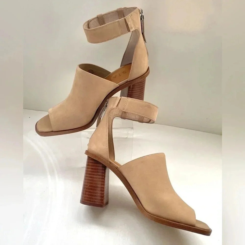 1.State 6m Faen ankle strap leather upper heeled sandals no signs of wear